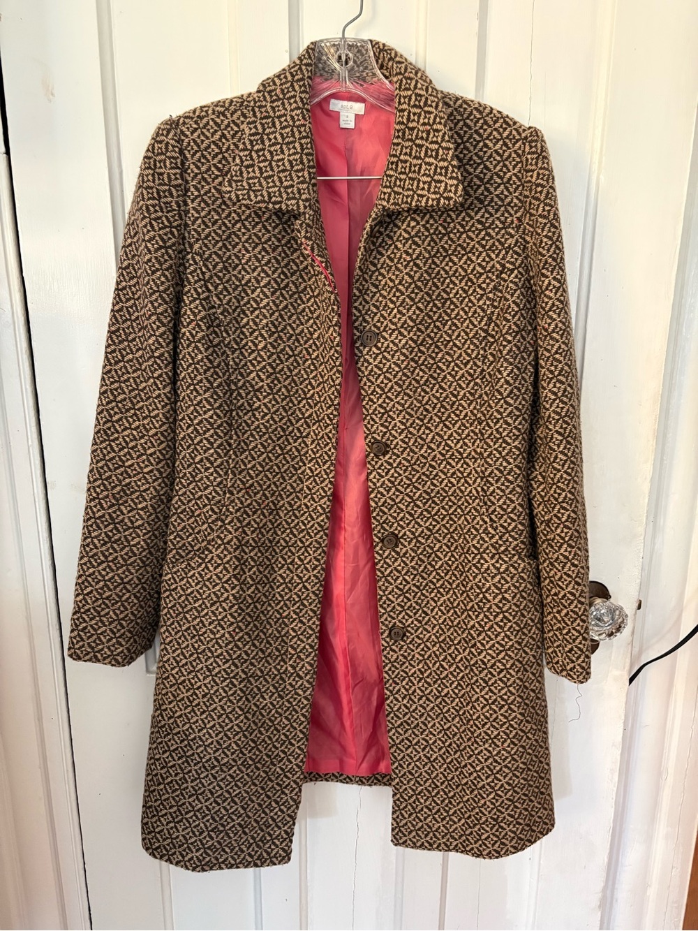 Apt. 9 Brown Patterned Trench Coat with Pink Lining